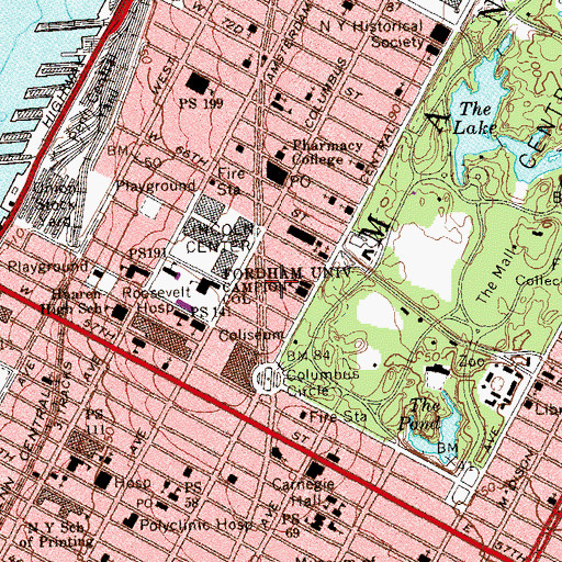 Topographic Map of McBurney School (historical), NY
