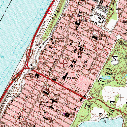 Topographic Map of New York Free Circulating Library (historical), NY