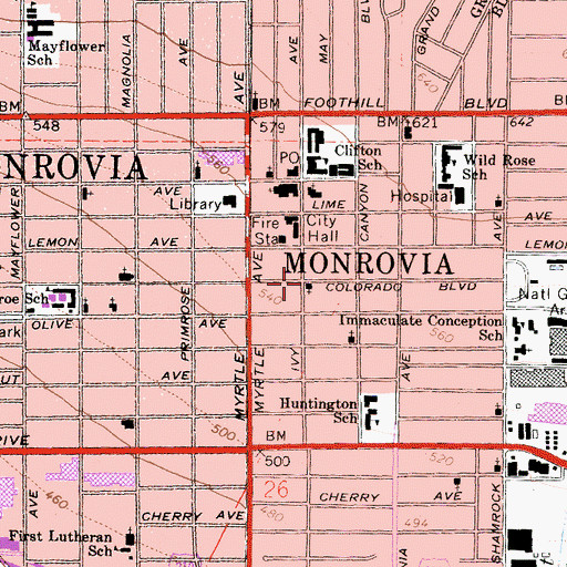 Topographic Map of Kingdom Hall of Jehovahs Witnesses, CA