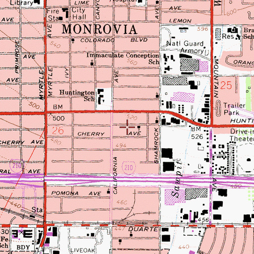 Topographic Map of Open Door Church of God in Christ, CA