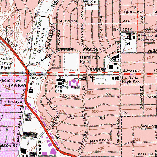 Topographic Map of First Church of the Nazarene, CA