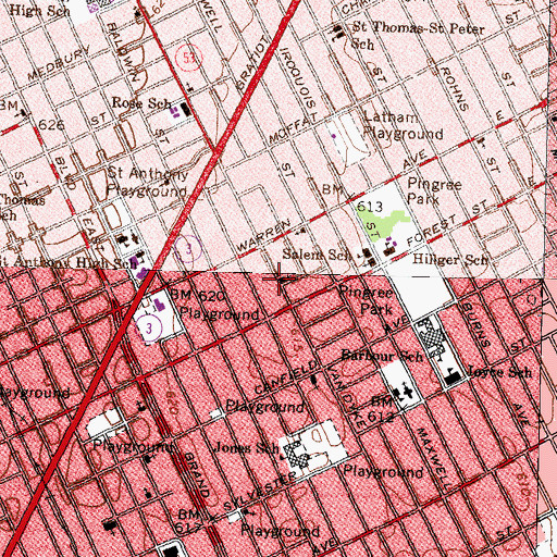 Topographic Map of Zion Hope Baptist Church, MI
