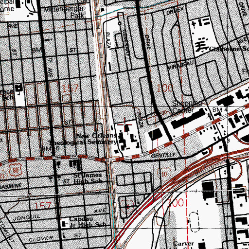 Topographic Map of New Orleans Baptist Theological Seminary Chapel, LA