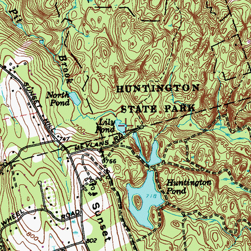 Topographic Map of Lily Pond, CT