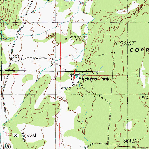 Topographic Map of Kitchens Tank, AZ