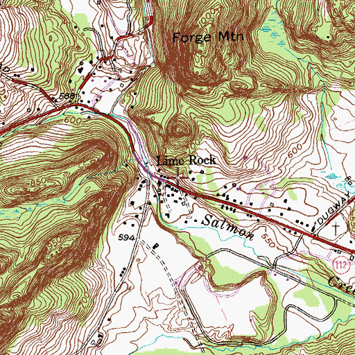Topographic Map of Lime Rock, CT