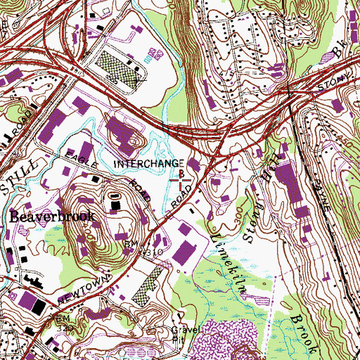Topographic Map of Limekiln Brook, CT