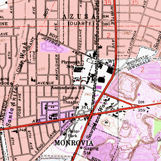 Topographic Map of Annunciation Church, CA