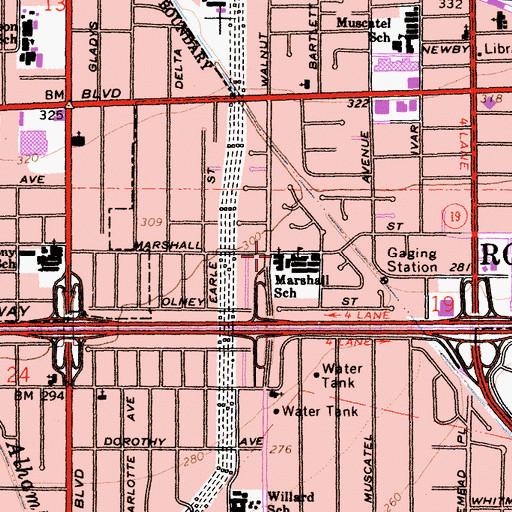 Topographic Map of First Evangelical Church, CA