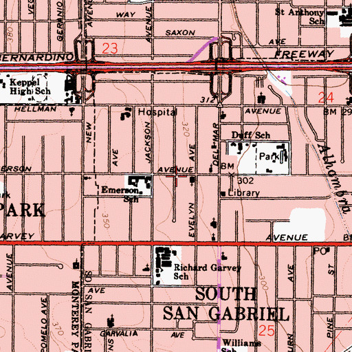 Topographic Map of First Presbyterian Church, CA