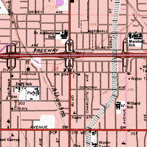 Topographic Map of Zion Lutheran Church, CA