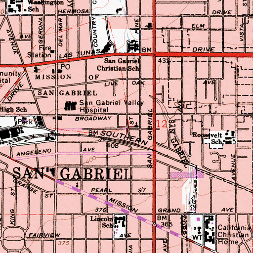 Topographic Map of Unity Church of San Gabriel, CA