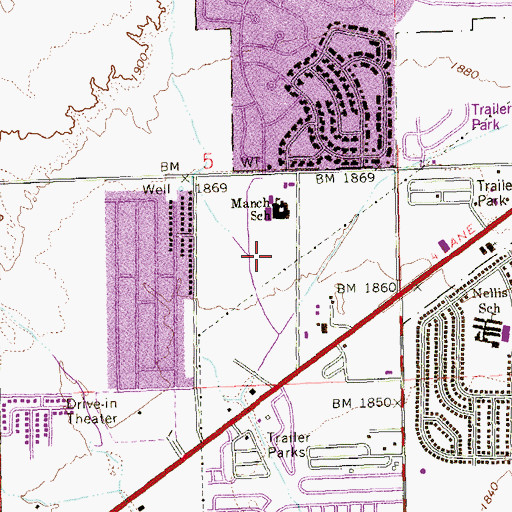 Topographic Map of Zel and Mary Lowman Elementary School, NV