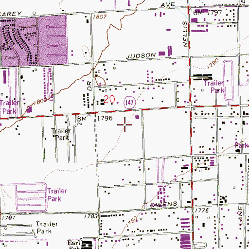 Topographic Map of Sandy Searles Miller Elementary School, NV