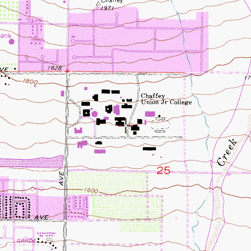 Topographic Map of Earl Sicosky Gymnasium, CA