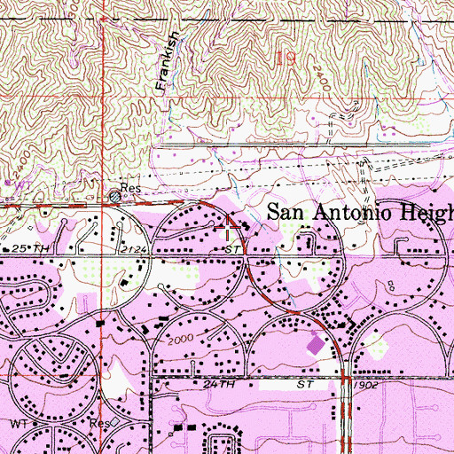 Topographic Map of San Antonio Heights Community Church, CA