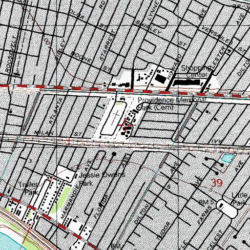 Topographic Map of Ralph J Bunche Elementary School, LA