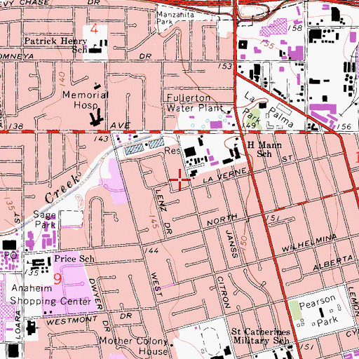 Topographic Map of Christian Fellowship Church of Orange County, CA
