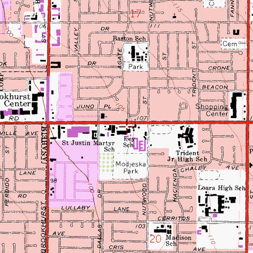 Topographic Map of Church In Anaheim, CA