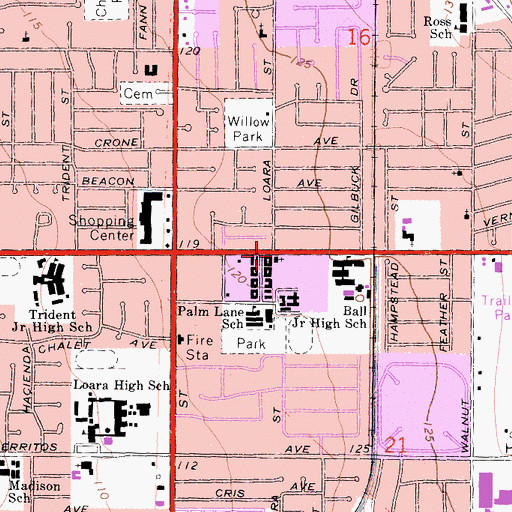 Topographic Map of Church of Christ, CA