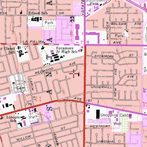 Topographic Map of Church of Christ, CA