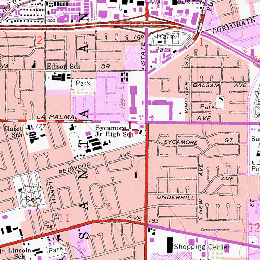 Topographic Map of First Congregational Church, CA