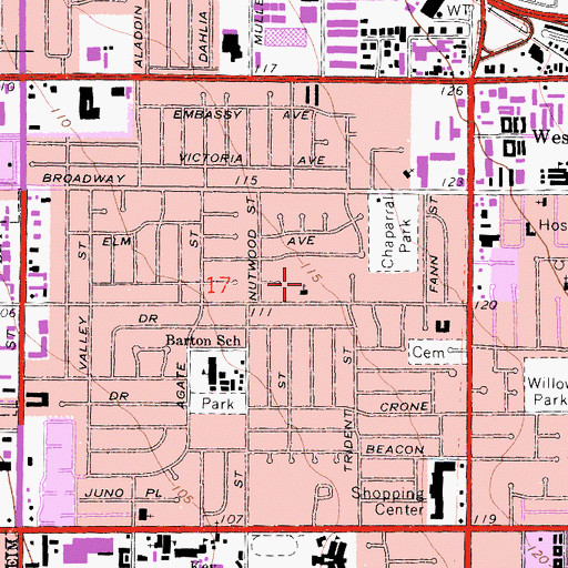 Topographic Map of Orange Avenue Baptist Church, CA