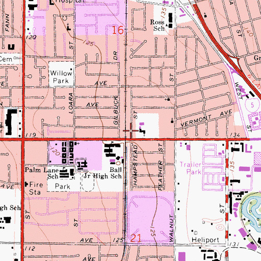 Topographic Map of Prince of Peace Lutheran Church, CA