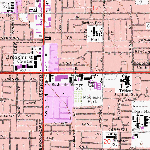 Topographic Map of Saint Justin the Martyr Church, CA