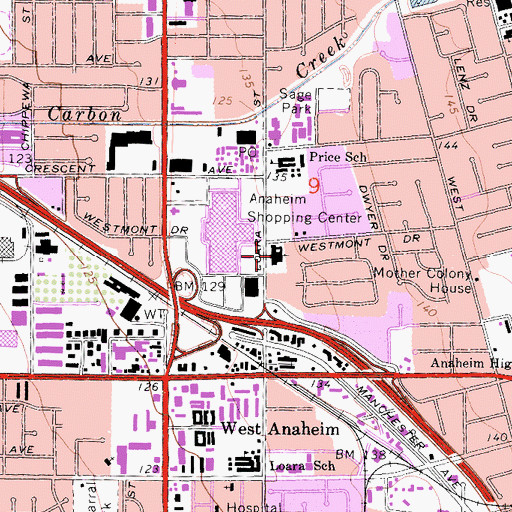 Topographic Map of Church of Jesus Christ of Latter Day Saints, CA