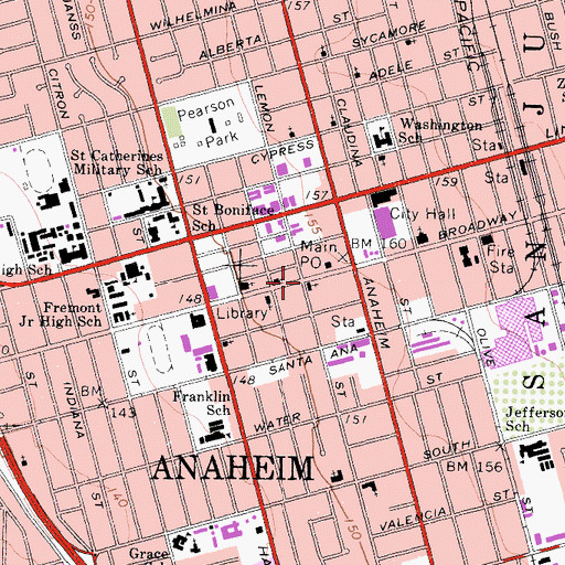 Topographic Map of Bethel Baptist Church, CA
