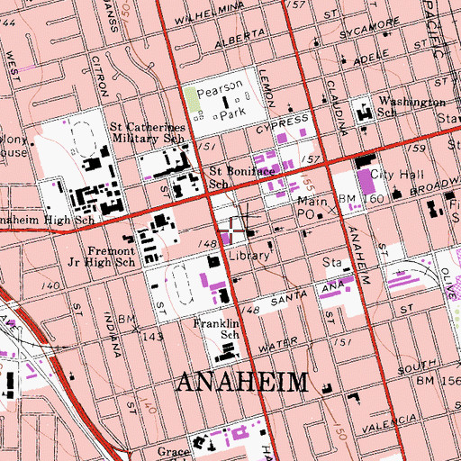 Topographic Map of Church of Christ, CA