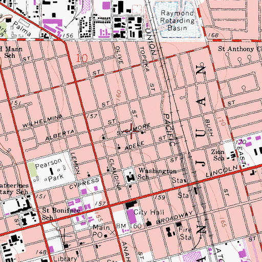 Topographic Map of Church of Christ, CA