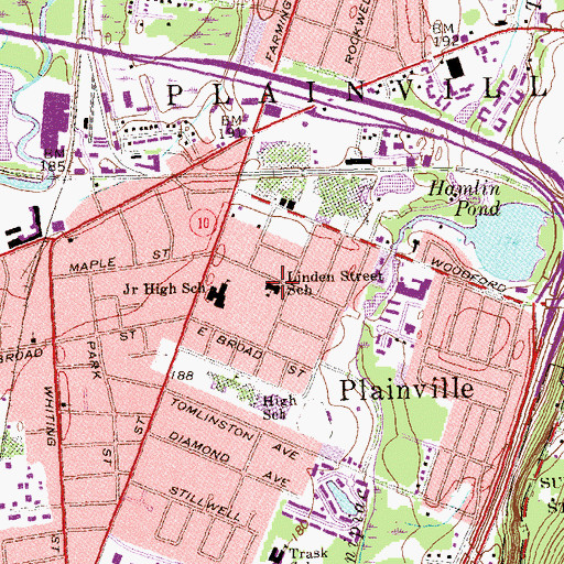 Topographic Map of Linden Street Elementary School, CT