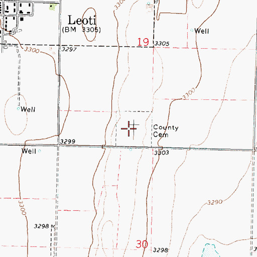Topographic Map of Loti Cemetery, KS