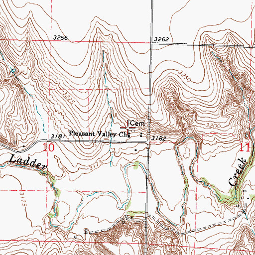 Topographic Map of Pleasant Valley Cemetery, KS