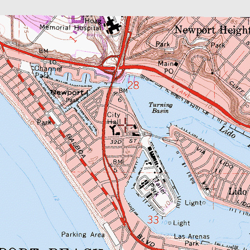 Topographic Map of First Church of Christ Scientist, CA