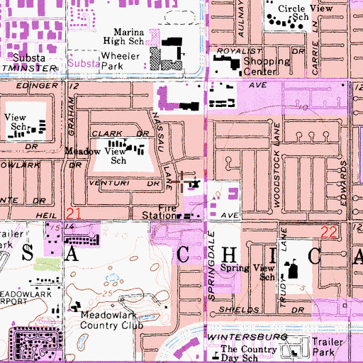 Topographic Map of Saint Bonaventure Church, CA