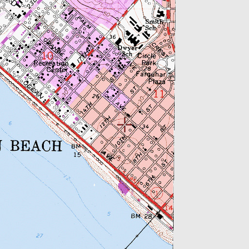 Topographic Map of Saint Mary's by the Sea Church, CA