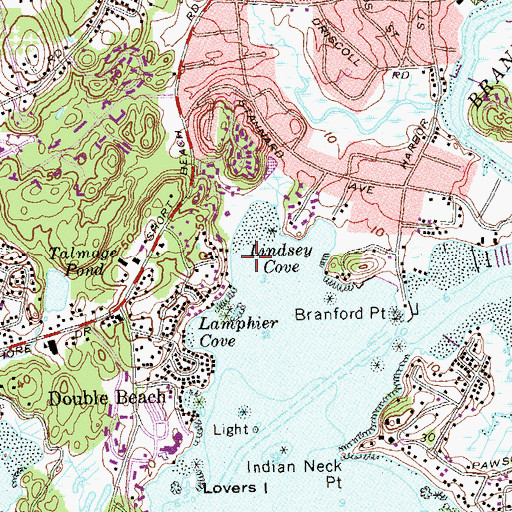 Topographic Map of Lindsey Cove, CT