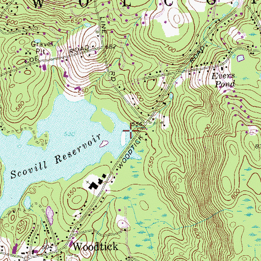Topographic Map of Lindsley Brook, CT