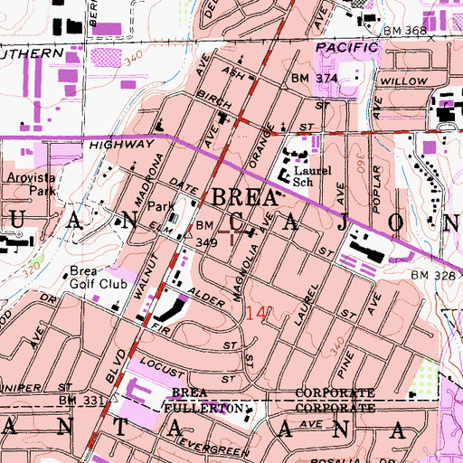 Topographic Map of Jehovah Yireh Baptist Church, CA