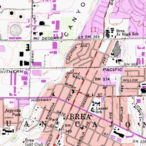 Topographic Map of Landmark Missionary Baptist Church, CA