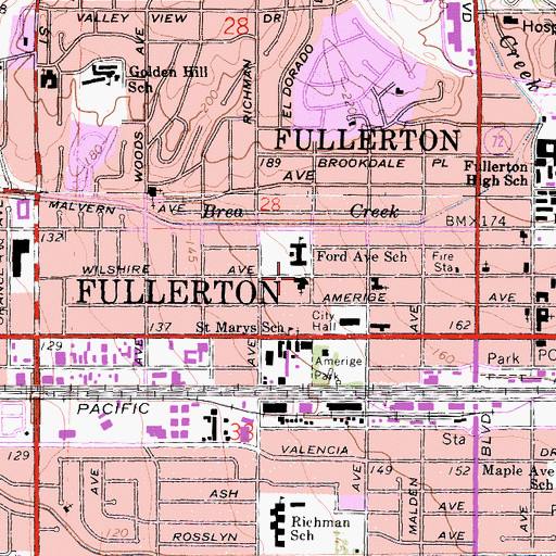 Topographic Map of California Martus Church, CA