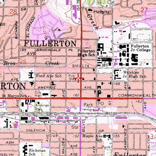 Topographic Map of First Christian Church, CA