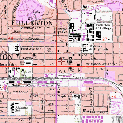 Topographic Map of First Church of Religious Science, CA