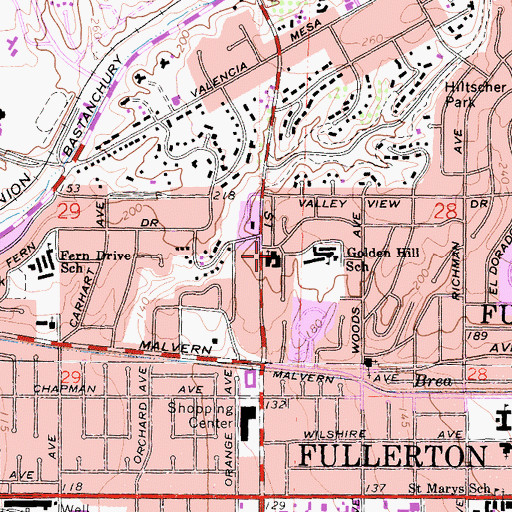 Topographic Map of First Presbyterian Church, CA