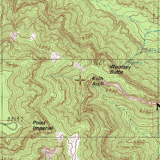 Topographic Map of Kolb Arch, AZ