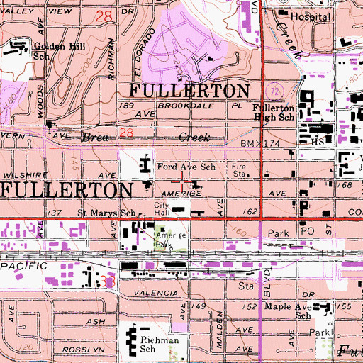 Topographic Map of Korean Methodist Church, CA