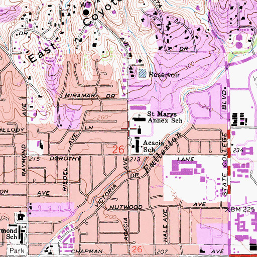 Topographic Map of Saint Juliana Falconieri Catholic Church, CA